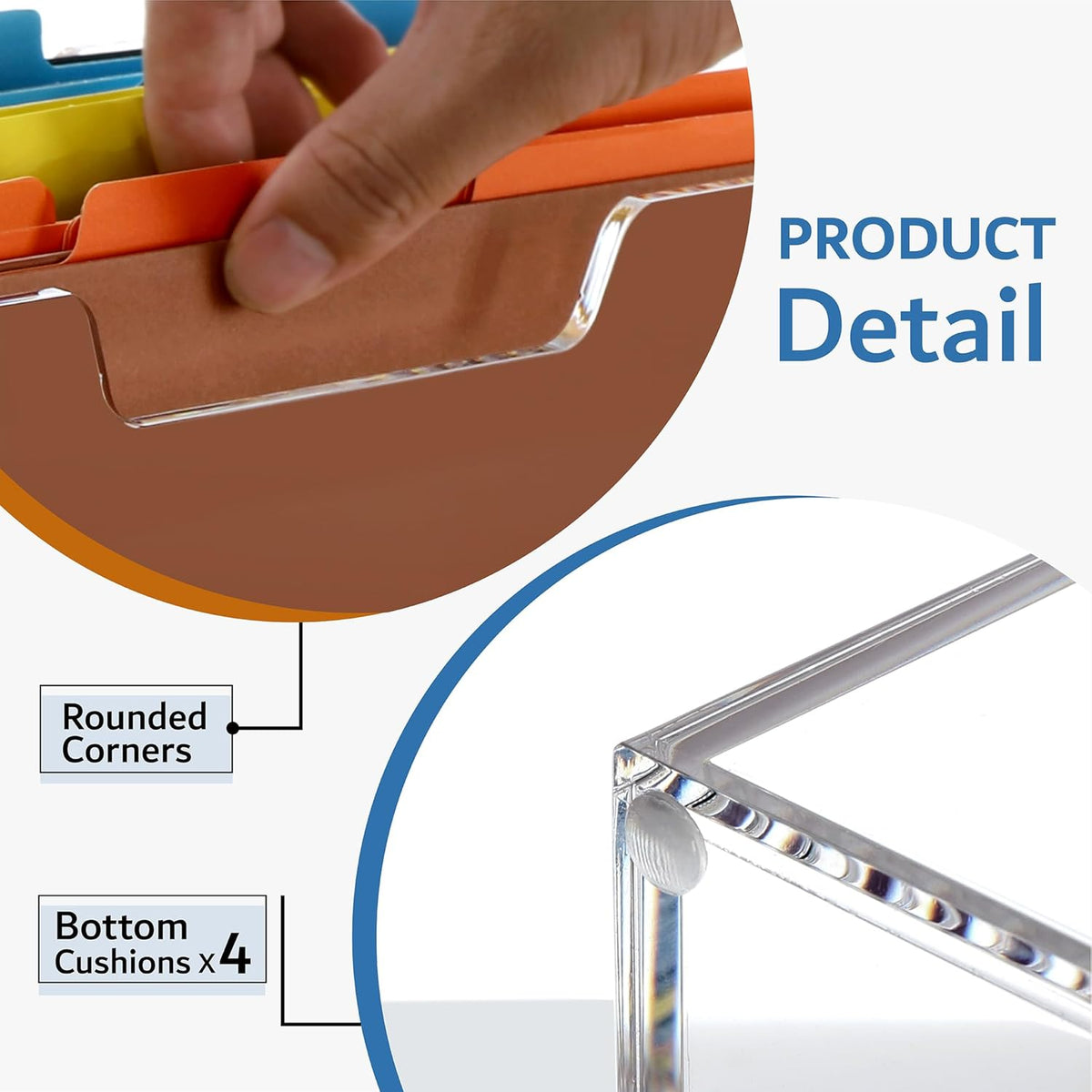 Acrylic Hanging File Organizer Box with Handles