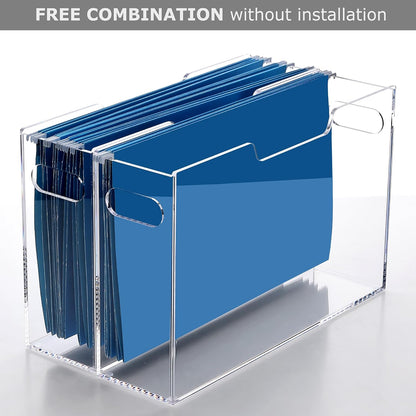 Acrylic Hanging File Organizer Box with Handles