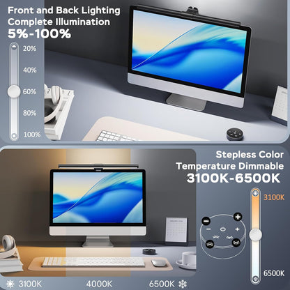 Monitor Light Bar with Remote, Ra95 Computer Monitor Lamp for Eye Caring, USB Reading Lamp Task Lamp, Dimmable Light Bar with Backlight, No Glare Space Saving Home Office 16.14" 1-Pack