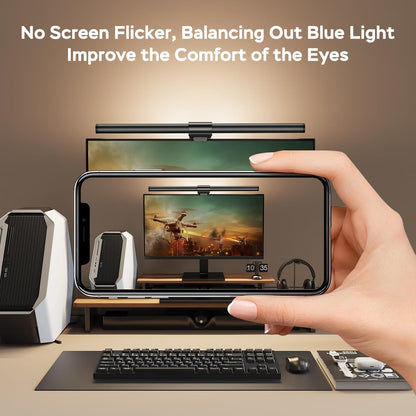 Monitor Light Bar with Remote, Ra95 Computer Monitor Lamp for Eye Caring, USB Reading Lamp Task Lamp, Dimmable Light Bar with Backlight, No Glare Space Saving Home Office 16.14" 1-Pack