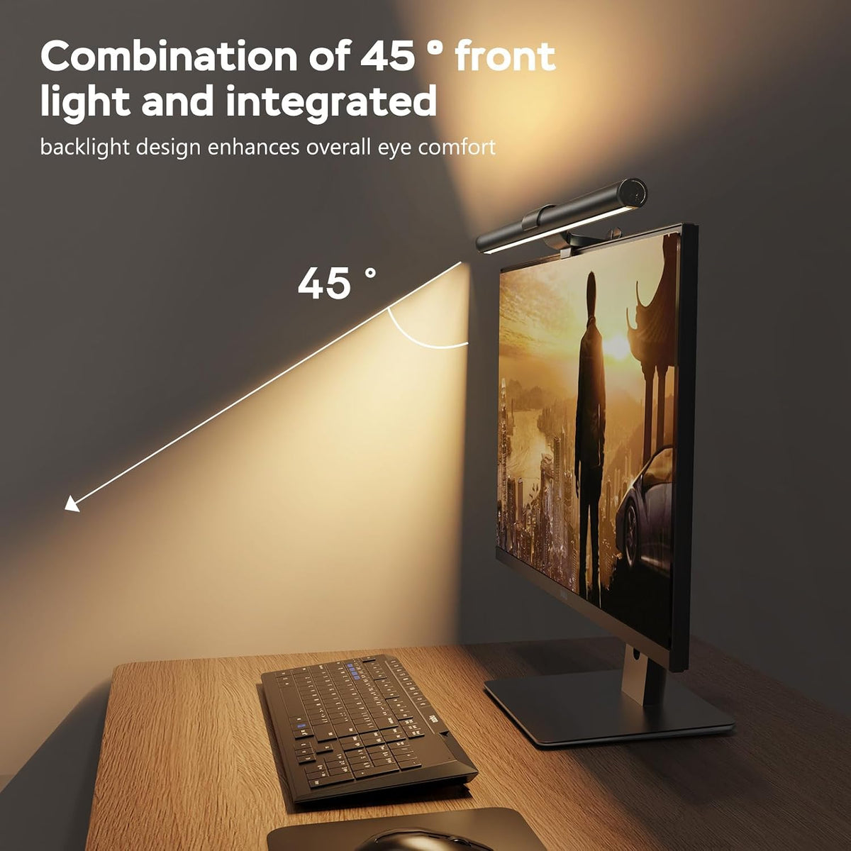 Monitor Light Bar with Remote, Ra95 Computer Monitor Lamp for Eye Caring, USB Reading Lamp Task Lamp, Dimmable Light Bar with Backlight, No Glare Space Saving Home Office 16.14" 1-Pack