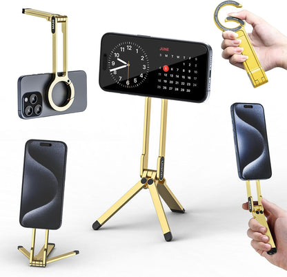 MA30 Magnetic Phone Tripod Stand for iPhone - Aluminium Maglock Smartphone Mini Tripod Pocket Cell Phone Stand Strong Magnet Quick Mount Compatible with iPhone 17 16 15 14 13 12 Series, Black