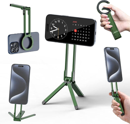 MA30 Magnetic Phone Tripod Stand for iPhone - Aluminium Maglock Smartphone Mini Tripod Pocket Cell Phone Stand Strong Magnet Quick Mount Compatible with iPhone 17 16 15 14 13 12 Series, Black