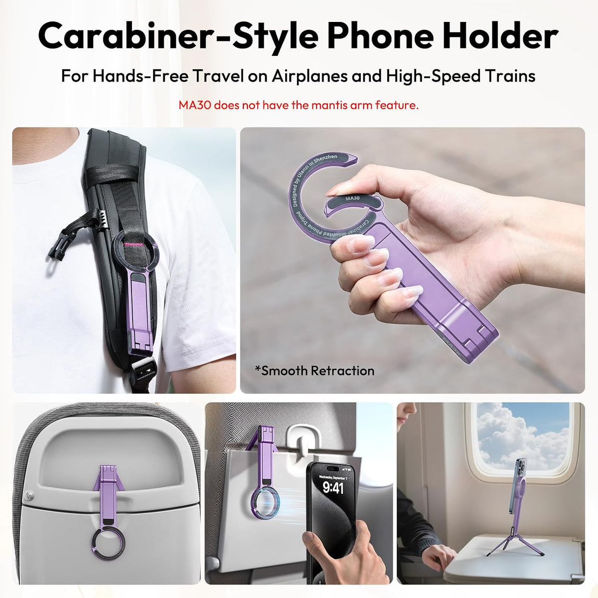 MA30 Magnetic Phone Tripod Stand for iPhone - Aluminium Maglock Smartphone Mini Tripod Pocket Cell Phone Stand Strong Magnet Quick Mount Compatible with iPhone 17 16 15 14 13 12 Series, Black