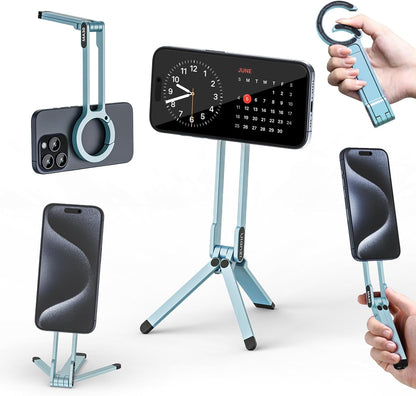 MA30 Magnetic Phone Tripod Stand for iPhone - Aluminium Maglock Smartphone Mini Tripod Pocket Cell Phone Stand Strong Magnet Quick Mount Compatible with iPhone 17 16 15 14 13 12 Series, Black