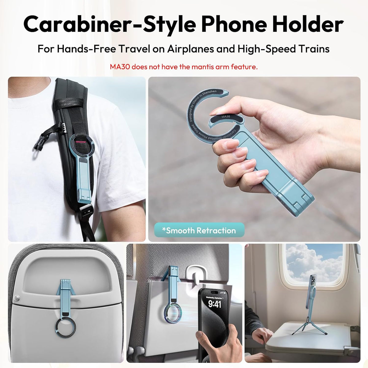 MA30 Magnetic Phone Tripod Stand for iPhone - Aluminium Maglock Smartphone Mini Tripod Pocket Cell Phone Stand Strong Magnet Quick Mount Compatible with iPhone 17 16 15 14 13 12 Series, Black