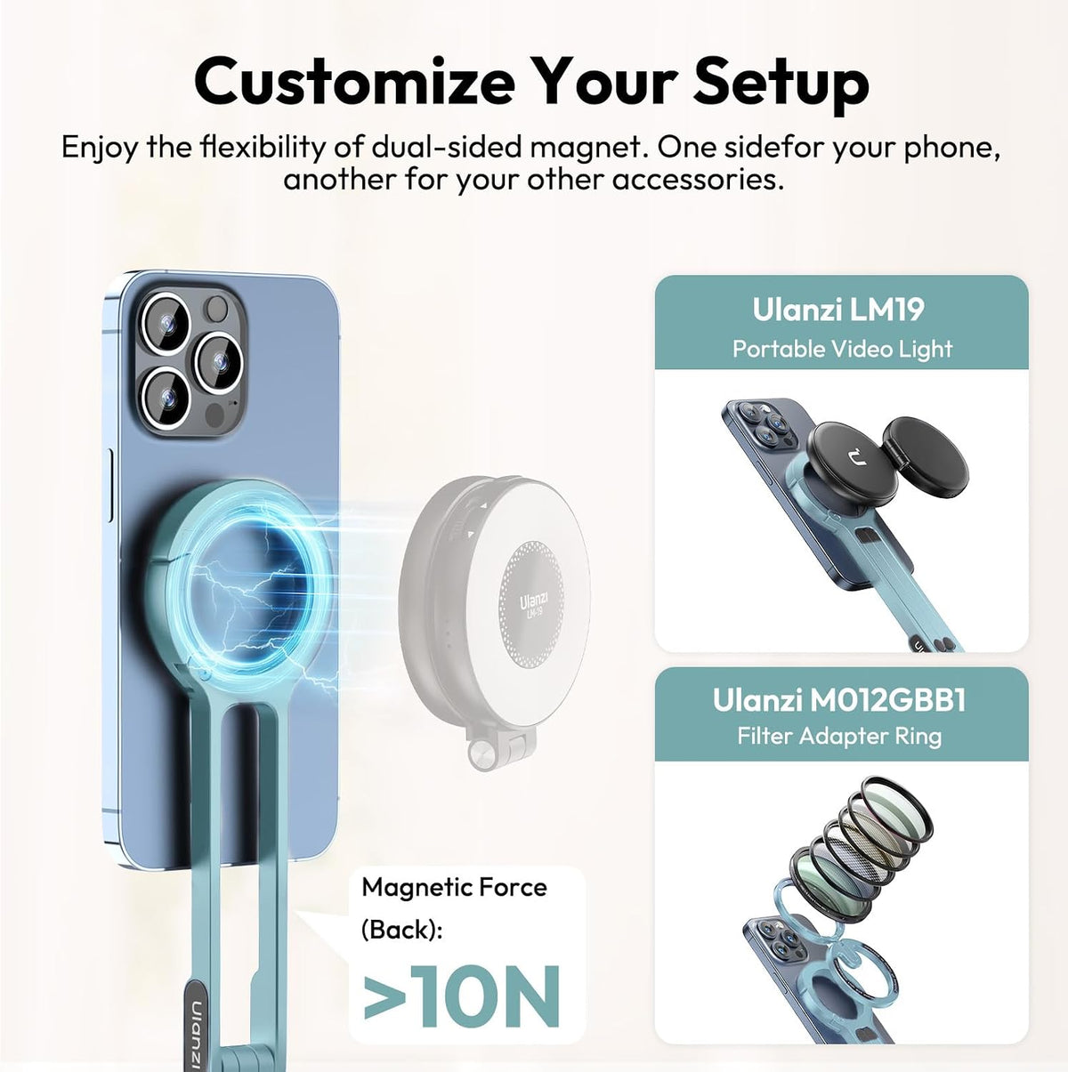 MA30 Magnetic Phone Tripod Stand for iPhone - Aluminium Maglock Smartphone Mini Tripod Pocket Cell Phone Stand Strong Magnet Quick Mount Compatible with iPhone 17 16 15 14 13 12 Series, Black