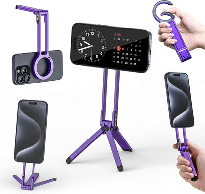MA30 Magnetic Phone Tripod Stand for iPhone - Aluminium Maglock Smartphone Mini Tripod Pocket Cell Phone Stand Strong Magnet Quick Mount Compatible with iPhone 17 16 15 14 13 12 Series, Black