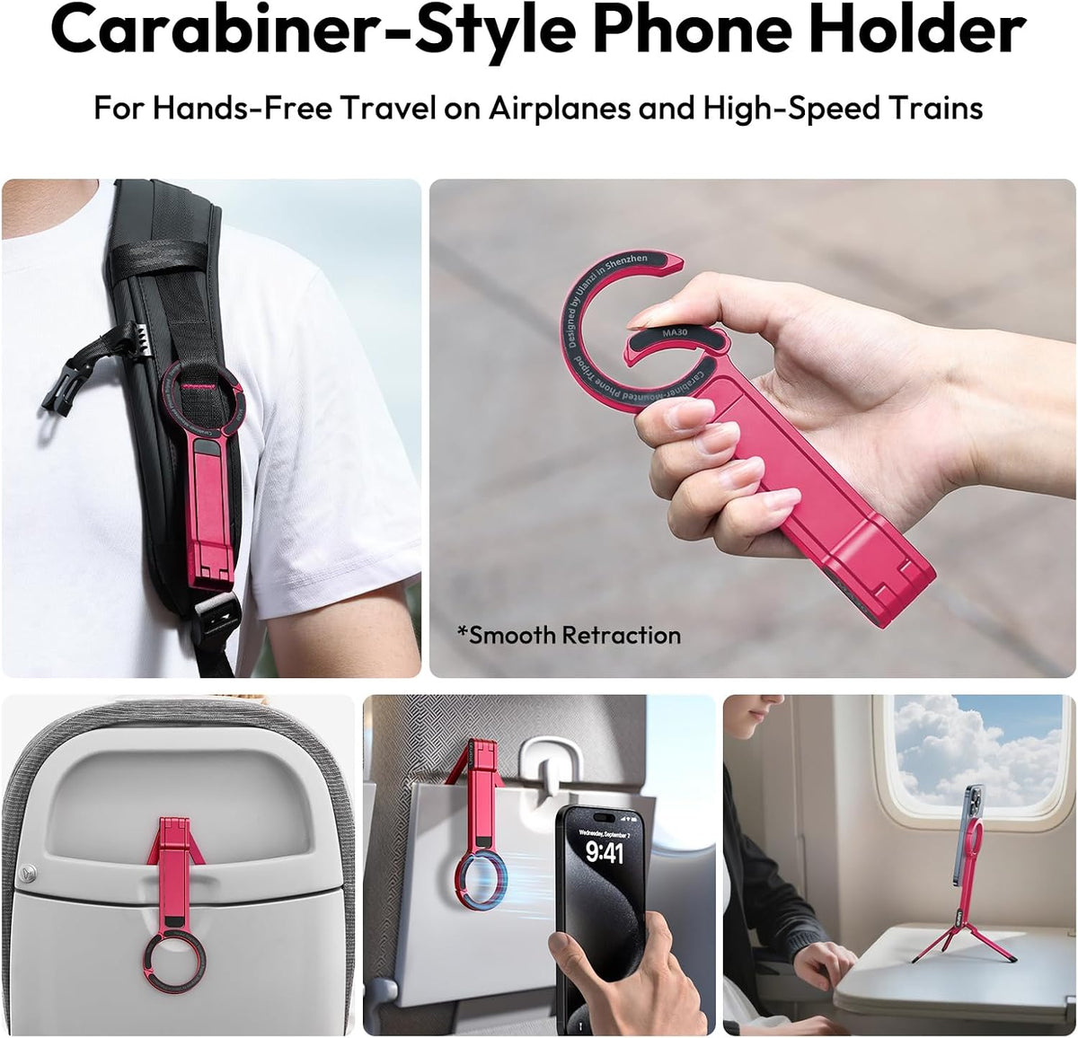 MA30 Magnetic Phone Tripod Stand for iPhone - Aluminium Maglock Smartphone Mini Tripod Pocket Cell Phone Stand Strong Magnet Quick Mount Compatible with iPhone 17 16 15 14 13 12 Series, Black