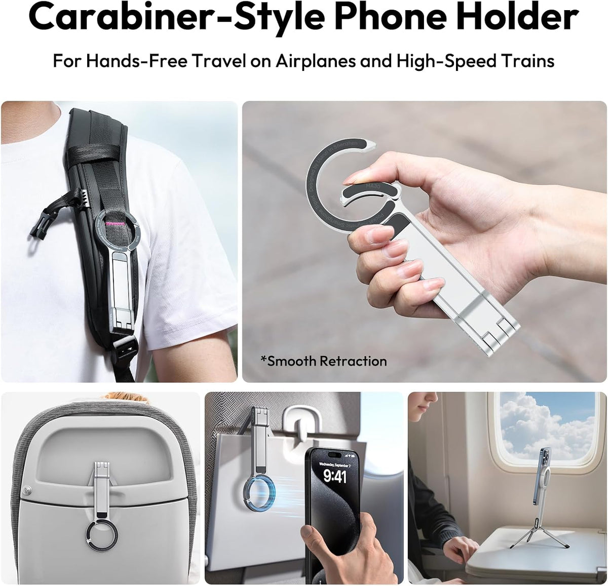 MA30 Magnetic Phone Tripod Stand for iPhone - Aluminium Maglock Smartphone Mini Tripod Pocket Cell Phone Stand Strong Magnet Quick Mount Compatible with iPhone 17 16 15 14 13 12 Series, Black