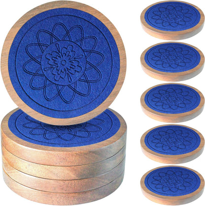 Wood Coasters for Drinks, Absorbent Coaster Sets of 5, Drinks Coasters for Coffee Tabletop Protection, Non-Slip, Non-Stick, Suitable for Kinds of Cups Wooden Table Drink, 4.3 Inches Black