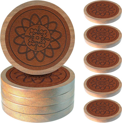 Wood Coasters for Drinks, Absorbent Coaster Sets of 5, Drinks Coasters for Coffee Tabletop Protection, Non-Slip, Non-Stick, Suitable for Kinds of Cups Wooden Table Drink, 4.3 Inches Black