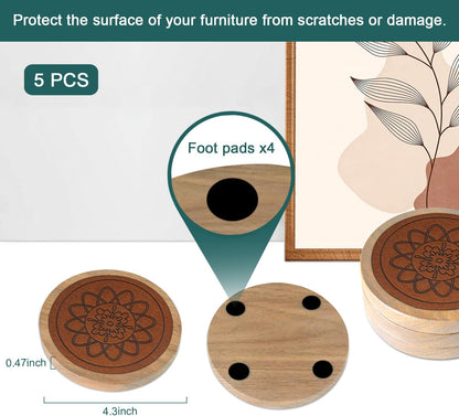 Wood Coasters for Drinks, Absorbent Coaster Sets of 5, Drinks Coasters for Coffee Tabletop Protection, Non-Slip, Non-Stick, Suitable for Kinds of Cups Wooden Table Drink, 4.3 Inches Black