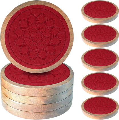 Wood Coasters for Drinks, Absorbent Coaster Sets of 5, Drinks Coasters for Coffee Tabletop Protection, Non-Slip, Non-Stick, Suitable for Kinds of Cups Wooden Table Drink, 4.3 Inches Black