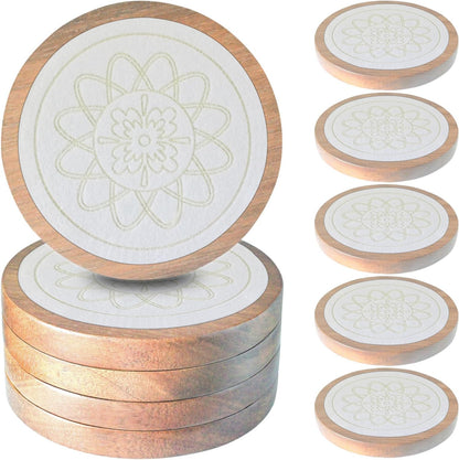Wood Coasters for Drinks, Absorbent Coaster Sets of 5, Drinks Coasters for Coffee Tabletop Protection, Non-Slip, Non-Stick, Suitable for Kinds of Cups Wooden Table Drink, 4.3 Inches Black