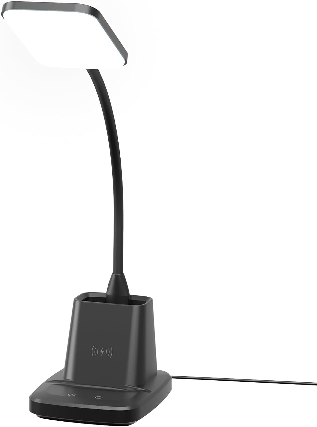 LED Desk Lamp with 10W Wireless Charging & Pen Holder, Black