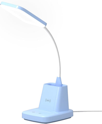 LED Desk Lamp with 10W Wireless Charging & Pen Holder, Black