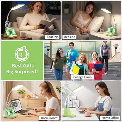 LED Desk Lamp with 10W Wireless Charging & Pen Holder, Black