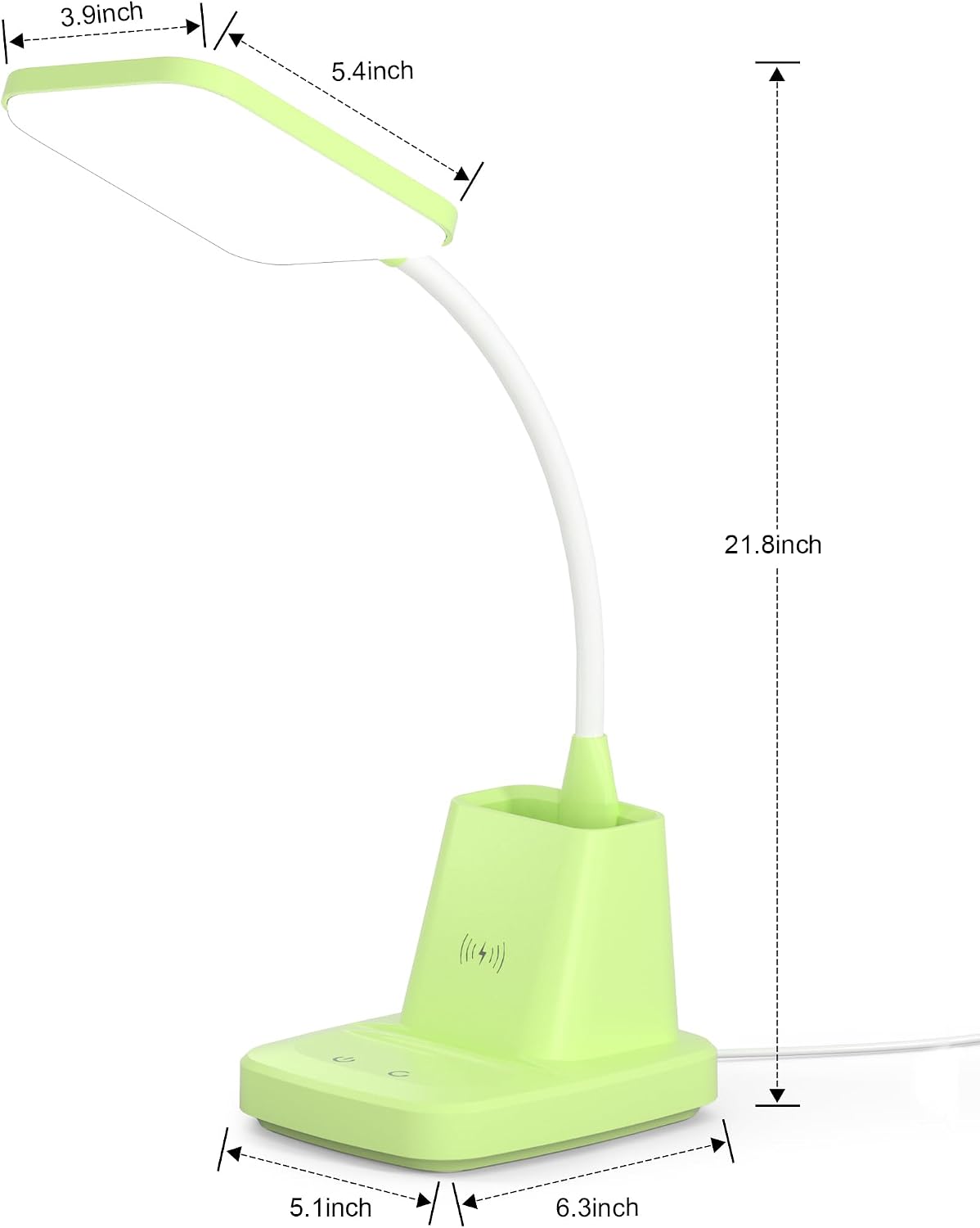 LED Desk Lamp with 10W Wireless Charging & Pen Holder, Black