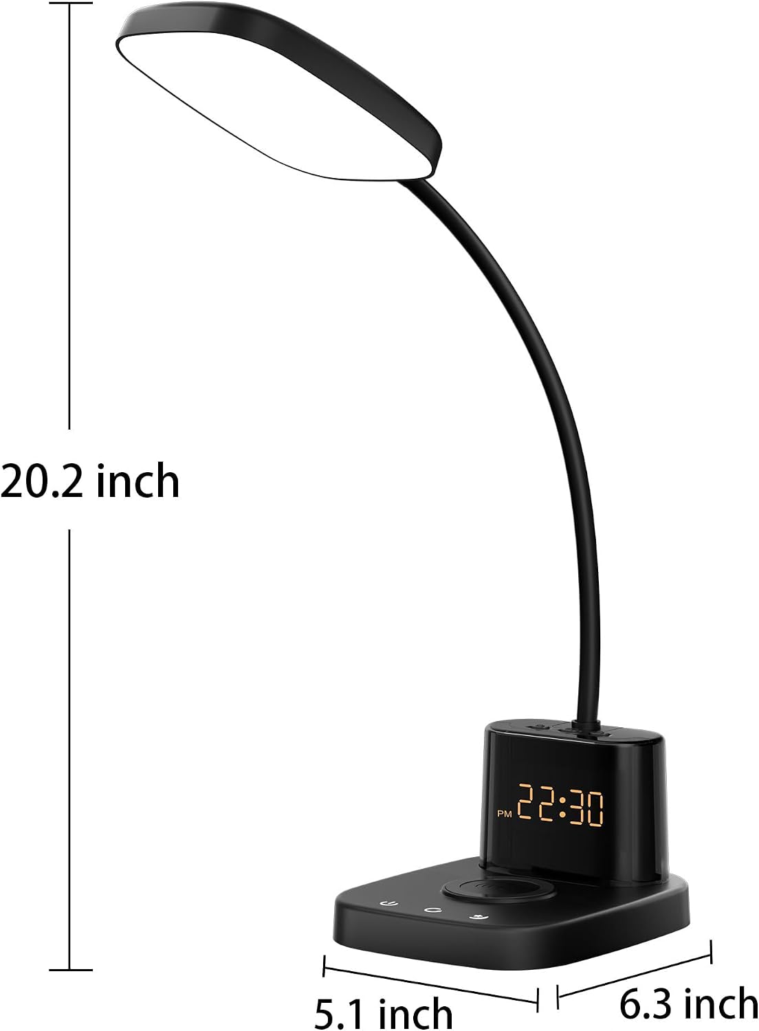 LED Desk Lamp with 10W Wireless Charging & Pen Holder, Black
