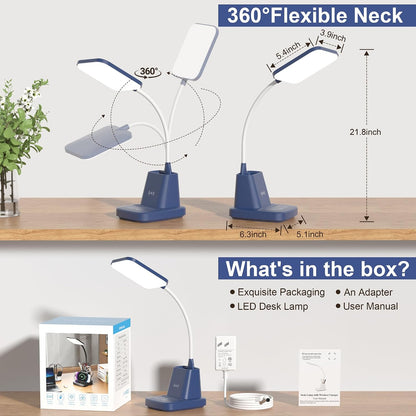 LED Desk Lamp with 10W Wireless Charging & Pen Holder, Black