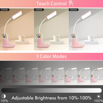LED Desk Lamp with 10W Wireless Charging & Pen Holder, Black