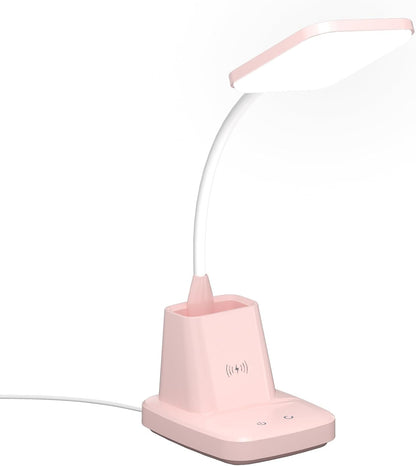 LED Desk Lamp with 10W Wireless Charging & Pen Holder, Black