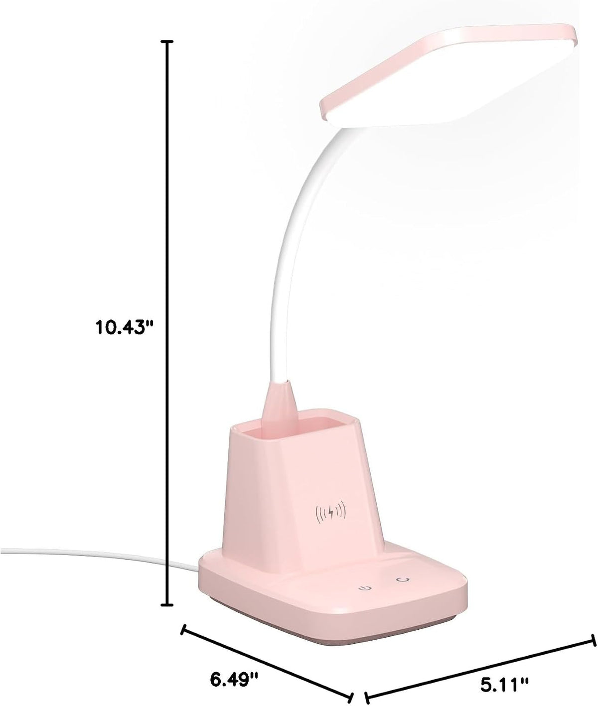 LED Desk Lamp with 10W Wireless Charging & Pen Holder, Black