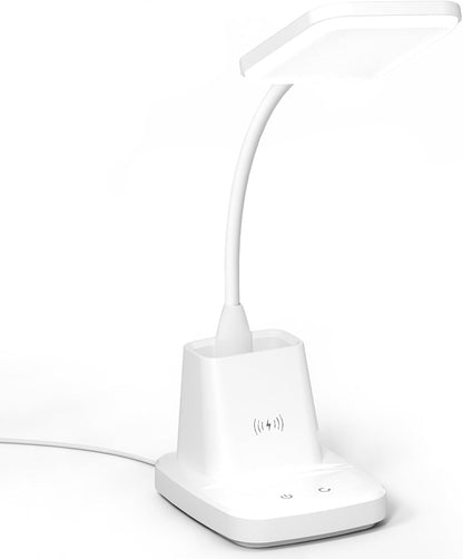 LED Desk Lamp with 10W Wireless Charging & Pen Holder, Black