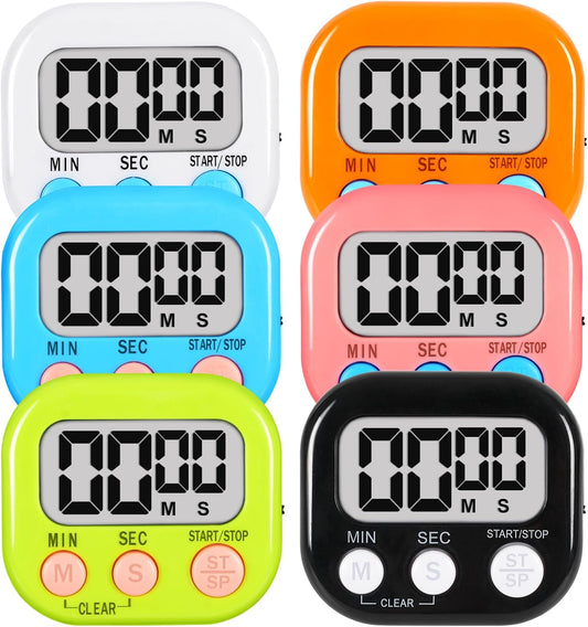 6 Pack Digital Timer for Kids Classroom,Kitchen Timers for Cooking