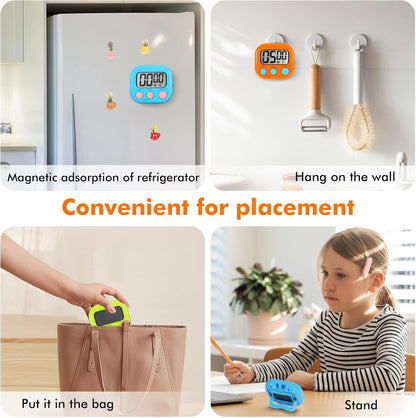 6 Pack Digital Timer for Kids Classroom,Kitchen Timers for Cooking