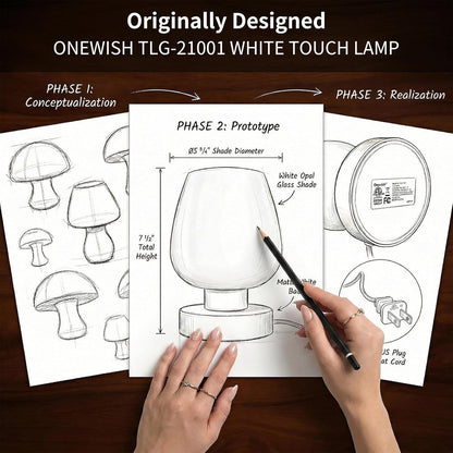 Small Bedside Lamp for Bedroom, 3-Way Dimmable Touch Control, 600 Lumen Bright Opal Glass Shade, 7.5 Inch Ultra Compact Nightstand Lamp, Warm White 2700K LED Bulb Included, Modern Design