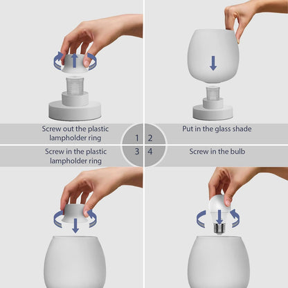 Small Bedside Lamp for Bedroom, 3-Way Dimmable Touch Control, 600 Lumen Bright Opal Glass Shade, 7.5 Inch Ultra Compact Nightstand Lamp, Warm White 2700K LED Bulb Included, Modern Design