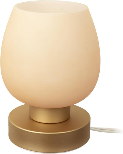 Small Bedside Lamp for Bedroom, 3-Way Dimmable Touch Control, 600 Lumen Bright Opal Glass Shade, 7.5 Inch Ultra Compact Nightstand Lamp, Warm White 2700K LED Bulb Included, Modern Design