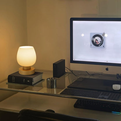 Small Bedside Lamp for Bedroom, 3-Way Dimmable Touch Control, 600 Lumen Bright Opal Glass Shade, 7.5 Inch Ultra Compact Nightstand Lamp, Warm White 2700K LED Bulb Included, Modern Design