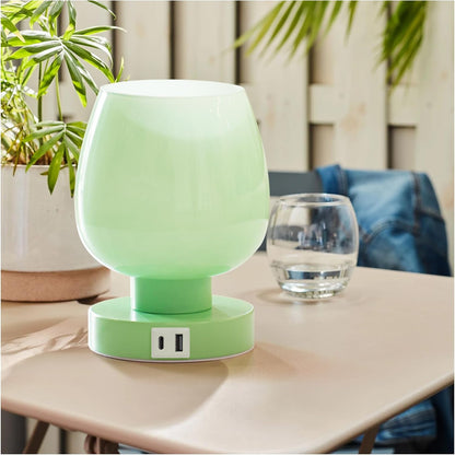 Small Bedside Lamp for Bedroom, 3-Way Dimmable Touch Control, 600 Lumen Bright Opal Glass Shade, 7.5 Inch Ultra Compact Nightstand Lamp, Warm White 2700K LED Bulb Included, Modern Design