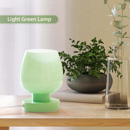 Small Bedside Lamp for Bedroom, 3-Way Dimmable Touch Control, 600 Lumen Bright Opal Glass Shade, 7.5 Inch Ultra Compact Nightstand Lamp, Warm White 2700K LED Bulb Included, Modern Design