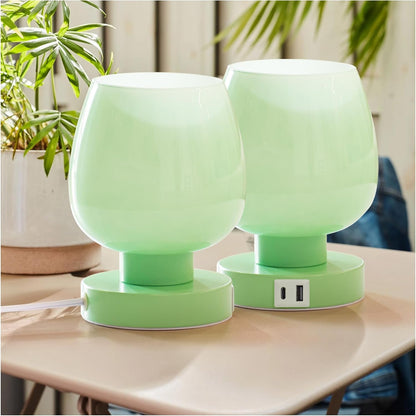 Small Bedside Lamp for Bedroom, 3-Way Dimmable Touch Control, 600 Lumen Bright Opal Glass Shade, 7.5 Inch Ultra Compact Nightstand Lamp, Warm White 2700K LED Bulb Included, Modern Design