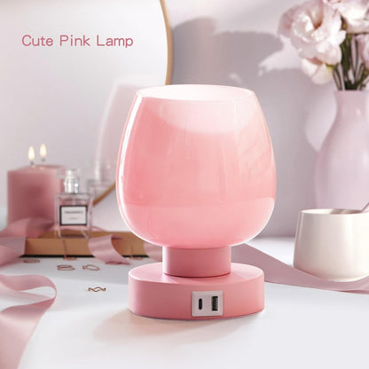 Small Bedside Lamp for Bedroom, 3-Way Dimmable Touch Control, 600 Lumen Bright Opal Glass Shade, 7.5 Inch Ultra Compact Nightstand Lamp, Warm White 2700K LED Bulb Included, Modern Design
