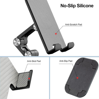 Phone Stand for Desk, Foldable Cell Phone Stand Holder, Black