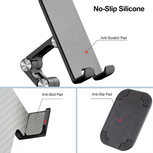 Phone Stand for Desk, Foldable Cell Phone Stand Holder, Black