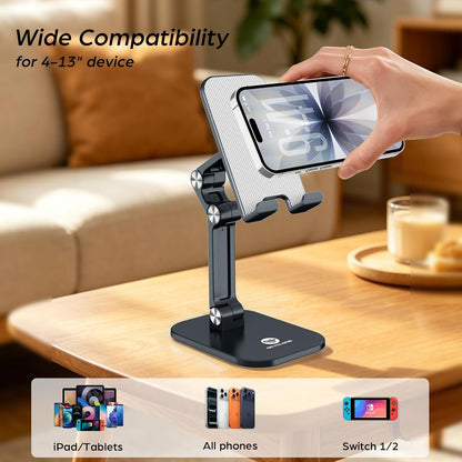 Phone Stand for Desk, Foldable Cell Phone Stand Holder, Black