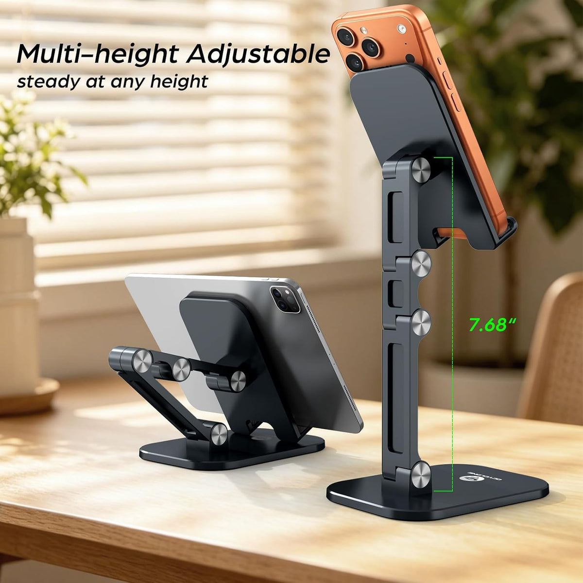 Phone Stand for Desk, Foldable Cell Phone Stand Holder, Black