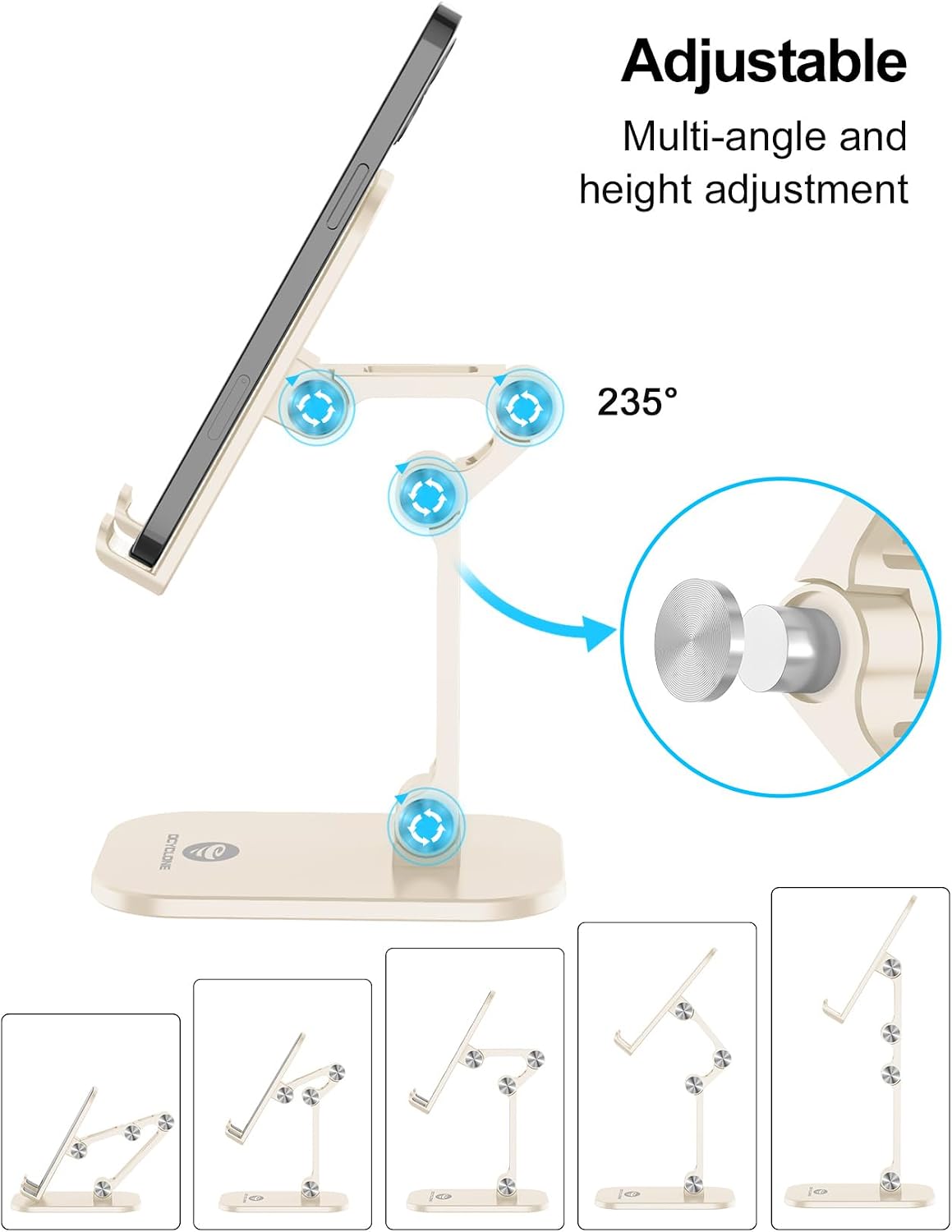 Phone Stand for Desk, Foldable Cell Phone Stand Holder, Black
