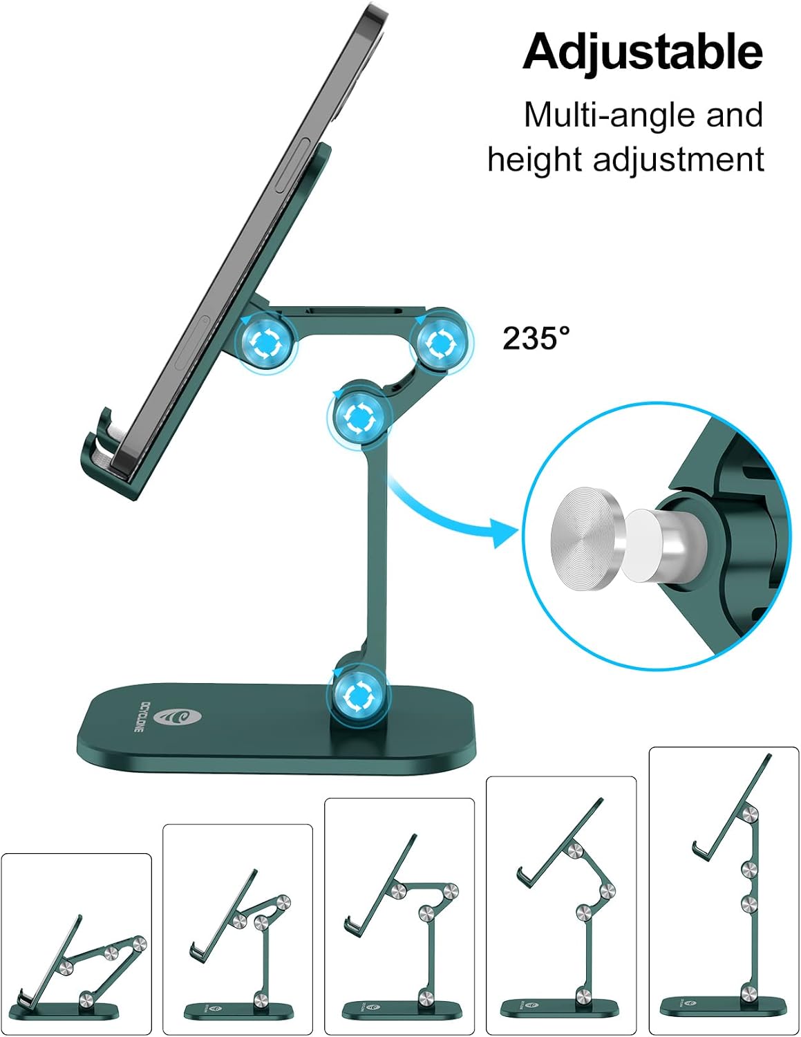 Phone Stand for Desk, Foldable Cell Phone Stand Holder, Black