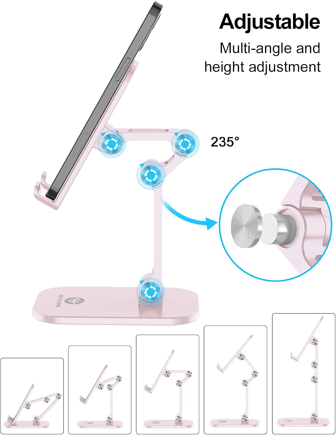 Phone Stand for Desk, Foldable Cell Phone Stand Holder, Black