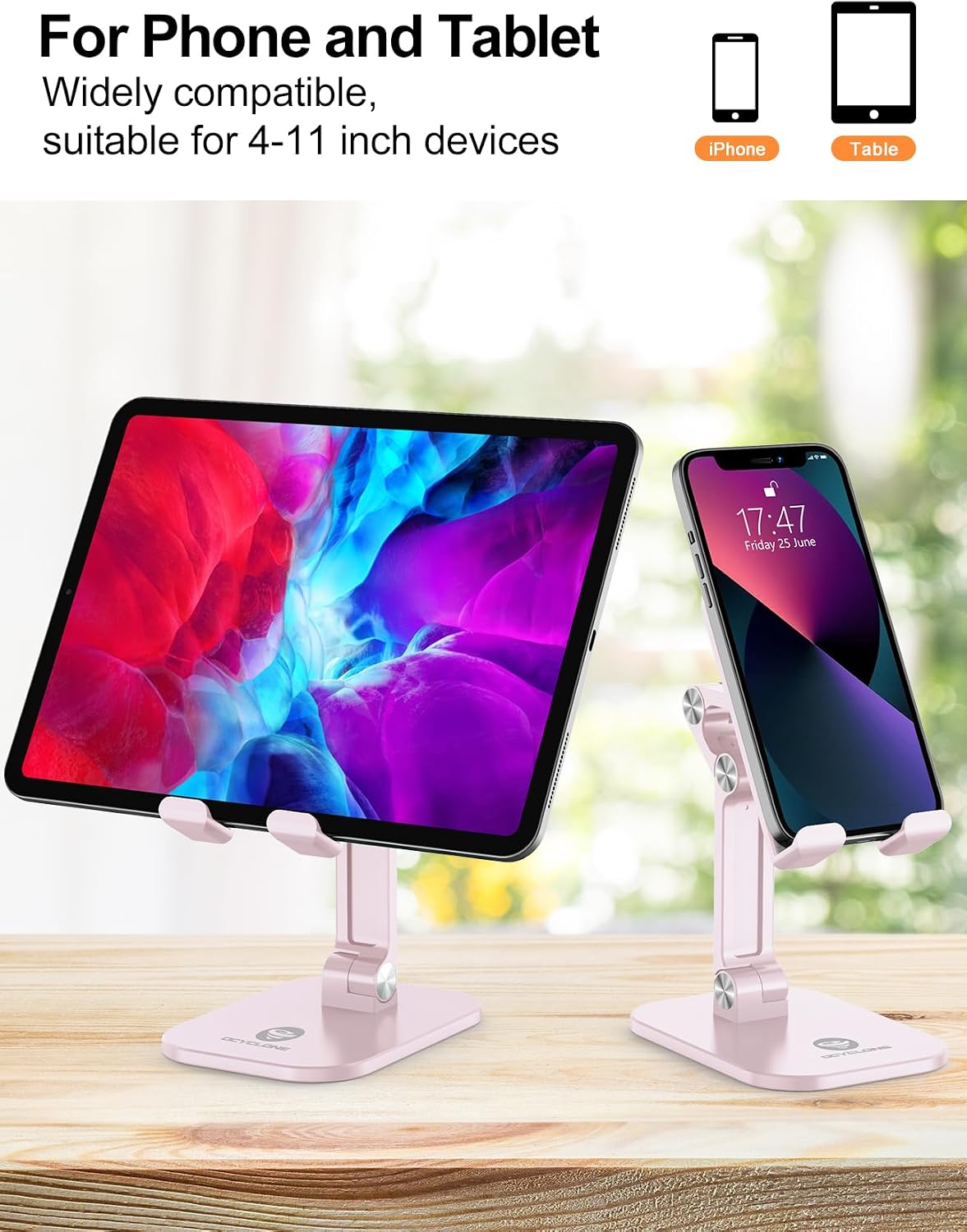 Phone Stand for Desk, Foldable Cell Phone Stand Holder, Black