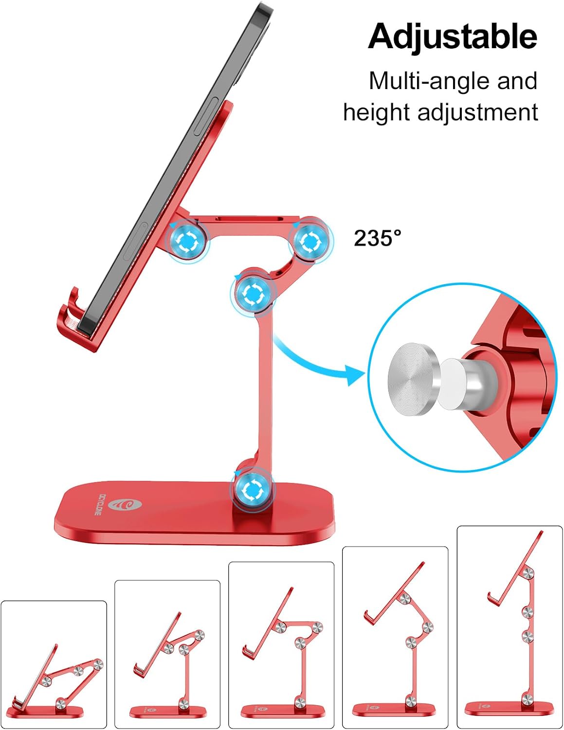 Phone Stand for Desk, Foldable Cell Phone Stand Holder, Black