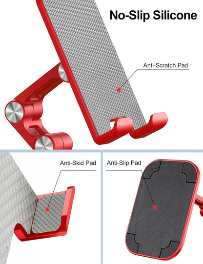 Phone Stand for Desk, Foldable Cell Phone Stand Holder, Black