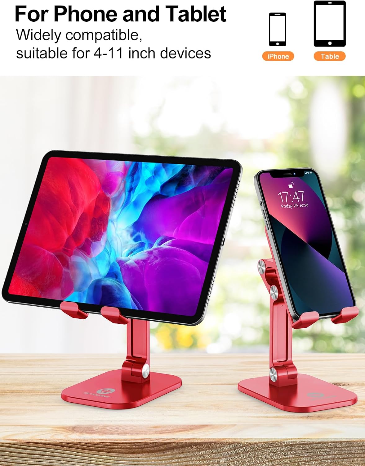 Phone Stand for Desk, Foldable Cell Phone Stand Holder, Black